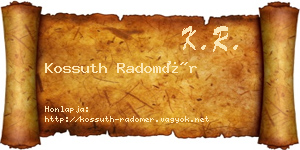 Kossuth Radomér névjegykártya